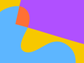 Illustratie in geel, oranje, blauw en paars