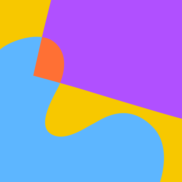 Illustratie in geel, oranje, blauw en paars