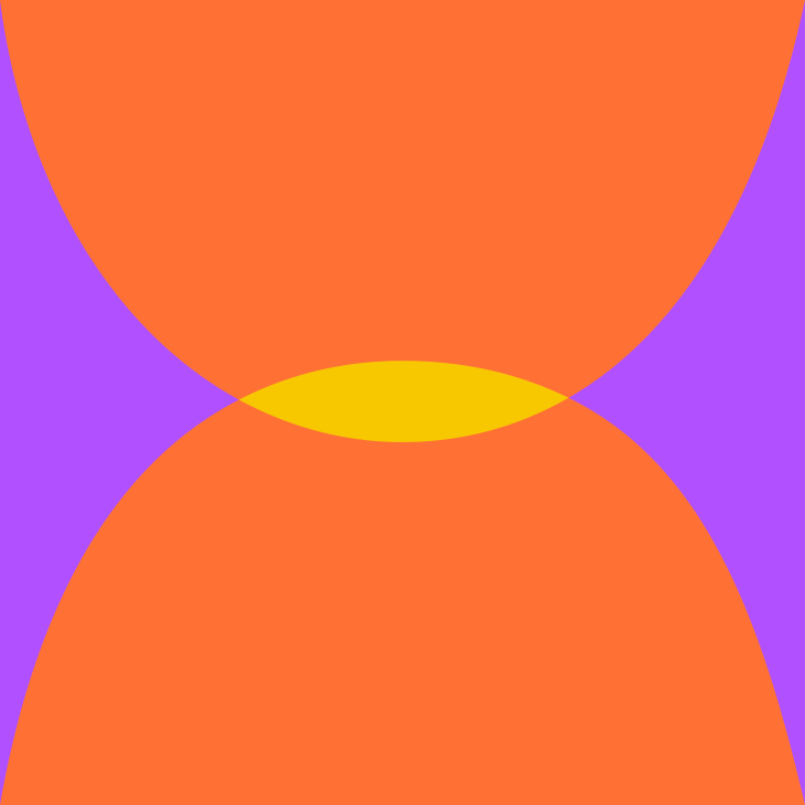 Illustratie van zandloper in oranje, geel en paars