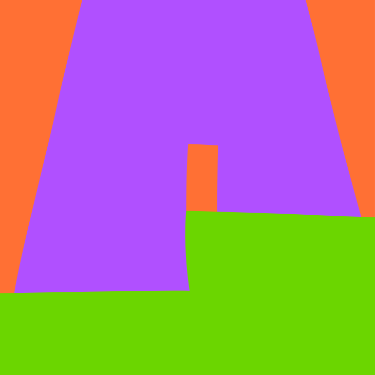 Illustratie van een A op blokken in paars, groen en oranje