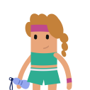 Een illustratie van een vrouw in een sportoutfit, met een waterfles in haar rechterhand en een zweetbandje om haar hoofd en linkerpols.