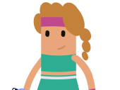 Een illustratie van een vrouw in een sportoutfit, met een waterfles in haar rechterhand en een zweetbandje om haar hoofd en linkerpols.