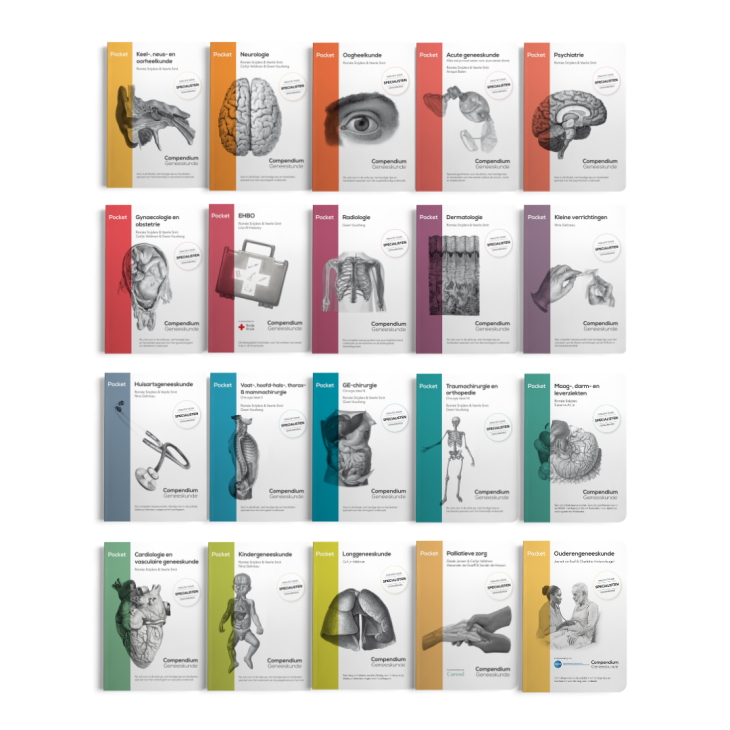 Alle verschillende covers van de compendium pockets reeks.