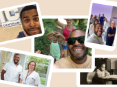 Compilatie van 5 foto's van mannelijke zorgmedewerker door de jaren heen