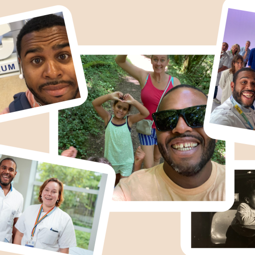 Compilatie van 5 foto's van mannelijke zorgmedewerker door de jaren heen