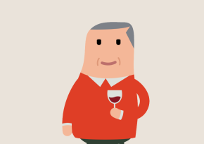 afbeelding oudere man met glas wijn
